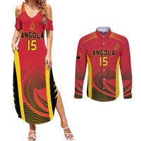 Angola Basketball Custom Couples Matching Summer Maxi Dress and Long Sleeve Button Shirt Go Champions - Wonder Print Shop