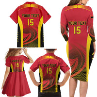 Angola Basketball Custom Family Matching Long Sleeve Bodycon Dress and Hawaiian Shirt Go Champions - Wonder Print Shop