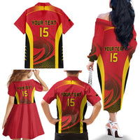 Angola Basketball Custom Family Matching Off The Shoulder Long Sleeve Dress and Hawaiian Shirt Go Champions - Wonder Print Shop