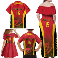 Angola Basketball Custom Family Matching Off Shoulder Maxi Dress and Hawaiian Shirt Go Champions - Wonder Print Shop