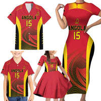 Angola Basketball Custom Family Matching Short Sleeve Bodycon Dress and Hawaiian Shirt Go Champions - Wonder Print Shop