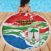 Equatorial Guinea Independence Day Beach Blanket Coat Of Arms With Map - Wonder Print Shop