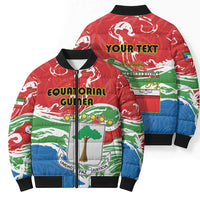 Personalized Equatorial Guinea Independence Day Bomber Puffer Jacket Coat Of Arms With Map - Wonder Print Shop