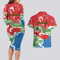 Personalized Equatorial Guinea Independence Day Couples Matching Long Sleeve Bodycon Dress and Hawaiian Shirt Coat Of Arms With Map - Wonder Print Shop