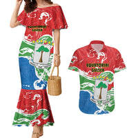 Personalized Equatorial Guinea Independence Day Couples Matching Mermaid Dress and Hawaiian Shirt Coat Of Arms With Map - Wonder Print Shop