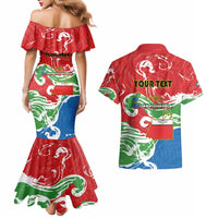 Personalized Equatorial Guinea Independence Day Couples Matching Mermaid Dress and Hawaiian Shirt Coat Of Arms With Map - Wonder Print Shop