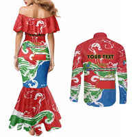 Personalized Equatorial Guinea Independence Day Couples Matching Mermaid Dress and Long Sleeve Button Shirt Coat Of Arms With Map - Wonder Print Shop