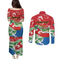 Personalized Equatorial Guinea Independence Day Couples Matching Puletasi and Long Sleeve Button Shirt Coat Of Arms With Map - Wonder Print Shop