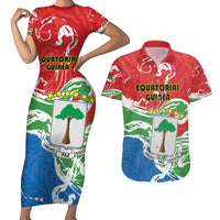 Personalized Equatorial Guinea Independence Day Couples Matching Short Sleeve Bodycon Dress and Hawaiian Shirt Coat Of Arms With Map - Wonder Print Shop