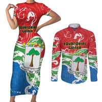 Personalized Equatorial Guinea Independence Day Couples Matching Short Sleeve Bodycon Dress and Long Sleeve Button Shirt Coat Of Arms With Map - Wonder Print Shop