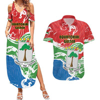 Personalized Equatorial Guinea Independence Day Couples Matching Summer Maxi Dress and Hawaiian Shirt Coat Of Arms With Map - Wonder Print Shop