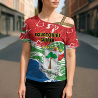 Personalized Equatorial Guinea Independence Day Cross Shoulder Shirt Coat Of Arms With Map - Wonder Print Shop