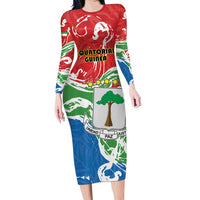 Personalized Equatorial Guinea Independence Day Family Matching Long Sleeve Bodycon Dress and Hawaiian Shirt Coat Of Arms With Map - Wonder Print Shop