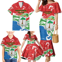 Personalized Equatorial Guinea Independence Day Family Matching Mermaid Dress and Hawaiian Shirt Coat Of Arms With Map - Wonder Print Shop