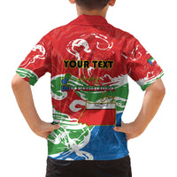 Personalized Equatorial Guinea Independence Day Family Matching Off The Shoulder Long Sleeve Dress and Hawaiian Shirt Coat Of Arms With Map - Wonder Print Shop