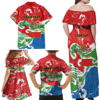 Personalized Equatorial Guinea Independence Day Family Matching Off Shoulder Maxi Dress and Hawaiian Shirt Coat Of Arms With Map - Wonder Print Shop