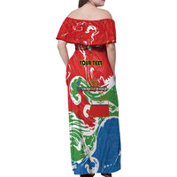 Personalized Equatorial Guinea Independence Day Family Matching Off Shoulder Maxi Dress and Hawaiian Shirt Coat Of Arms With Map - Wonder Print Shop