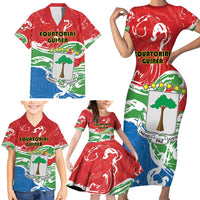 Personalized Equatorial Guinea Independence Day Family Matching Short Sleeve Bodycon Dress and Hawaiian Shirt Coat Of Arms With Map - Wonder Print Shop