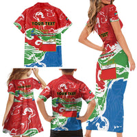 Personalized Equatorial Guinea Independence Day Family Matching Short Sleeve Bodycon Dress and Hawaiian Shirt Coat Of Arms With Map - Wonder Print Shop