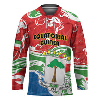 Personalized Equatorial Guinea Independence Day Hockey Jersey Coat Of Arms With Map - Wonder Print Shop