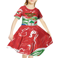 Personalized Equatorial Guinea Independence Day Kid Short Sleeve Dress Coat Of Arms With Map - Wonder Print Shop
