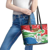 Equatorial Guinea Independence Day Leather Tote Bag Coat Of Arms With Map - Wonder Print Shop