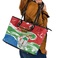 Equatorial Guinea Independence Day Leather Tote Bag Coat Of Arms With Map - Wonder Print Shop