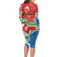Personalized Equatorial Guinea Independence Day Long Sleeve Bodycon Dress Coat Of Arms With Map - Wonder Print Shop
