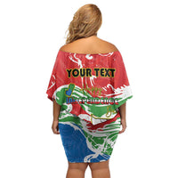 Personalized Equatorial Guinea Independence Day Off Shoulder Short Dress Coat Of Arms With Map - Wonder Print Shop