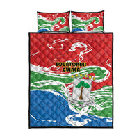 Equatorial Guinea Independence Day Quilt Bed Set Coat Of Arms With Map - Wonder Print Shop