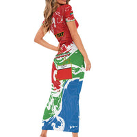 Personalized Equatorial Guinea Independence Day Short Sleeve Bodycon Dress Coat Of Arms With Map - Wonder Print Shop