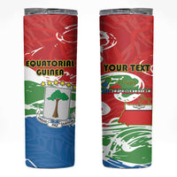 Personalized Equatorial Guinea Independence Day Skinny Tumbler Coat Of Arms With Map - Wonder Print Shop