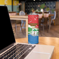 Personalized Equatorial Guinea Independence Day Skinny Tumbler Coat Of Arms With Map - Wonder Print Shop