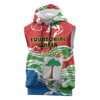 Personalized Equatorial Guinea Independence Day Sleeveless Hoodie Coat Of Arms With Map - Wonder Print Shop