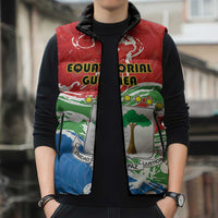 Personalized Equatorial Guinea Independence Day Sleeveless Puffer Jacket Coat Of Arms With Map - Wonder Print Shop