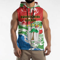 Personalized Equatorial Guinea Independence Day Sleeveless Zip Hoodie Coat Of Arms With Map - Wonder Print Shop