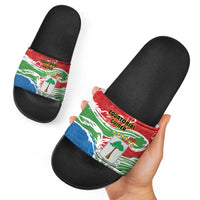 Equatorial Guinea Independence Day Slide Sandals Coat Of Arms With Map - Wonder Print Shop