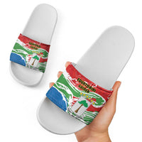 Equatorial Guinea Independence Day Slide Sandals Coat Of Arms With Map - Wonder Print Shop