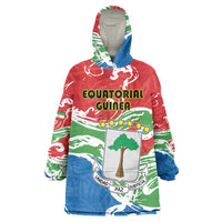Personalized Equatorial Guinea Independence Day Wearable Blanket Hoodie Coat Of Arms With Map - Wonder Print Shop