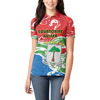 Personalized Equatorial Guinea Independence Day Women Polo Shirt Coat Of Arms With Map - Wonder Print Shop