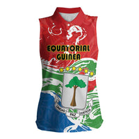 Personalized Equatorial Guinea Independence Day Women Sleeveless Polo Shirt Coat Of Arms With Map - Wonder Print Shop