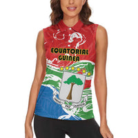 Personalized Equatorial Guinea Independence Day Women Sleeveless Polo Shirt Coat Of Arms With Map - Wonder Print Shop