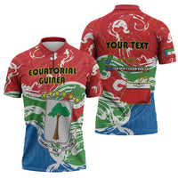Personalized Equatorial Guinea Independence Day Zipper Polo Shirt Coat Of Arms With Map - Wonder Print Shop