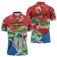 Personalized Equatorial Guinea Independence Day Zipper Polo Shirt Coat Of Arms With Map - Wonder Print Shop