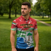 Personalized Equatorial Guinea Independence Day Zipper Polo Shirt Coat Of Arms With Map - Wonder Print Shop