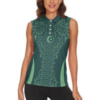 Custom Algeria Football Women Sleeveless Polo Shirt Come On Greens - Wonder Print Shop