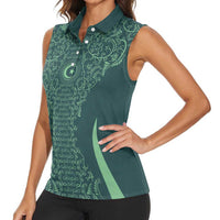 Custom Algeria Football Women Sleeveless Polo Shirt Come On Greens - Wonder Print Shop