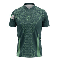 Custom Algeria Football Zipper Polo Shirt Come On Greens - Wonder Print Shop