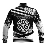 Personalized Brittany Baseball Jacket Coat Of Arms With Triskelion - Grunge Style - Wonder Print Shop