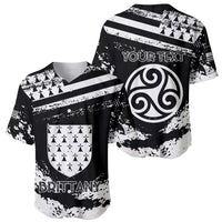 Personalized Brittany Baseball Jersey Coat Of Arms With Triskelion - Grunge Style - Wonder Print Shop